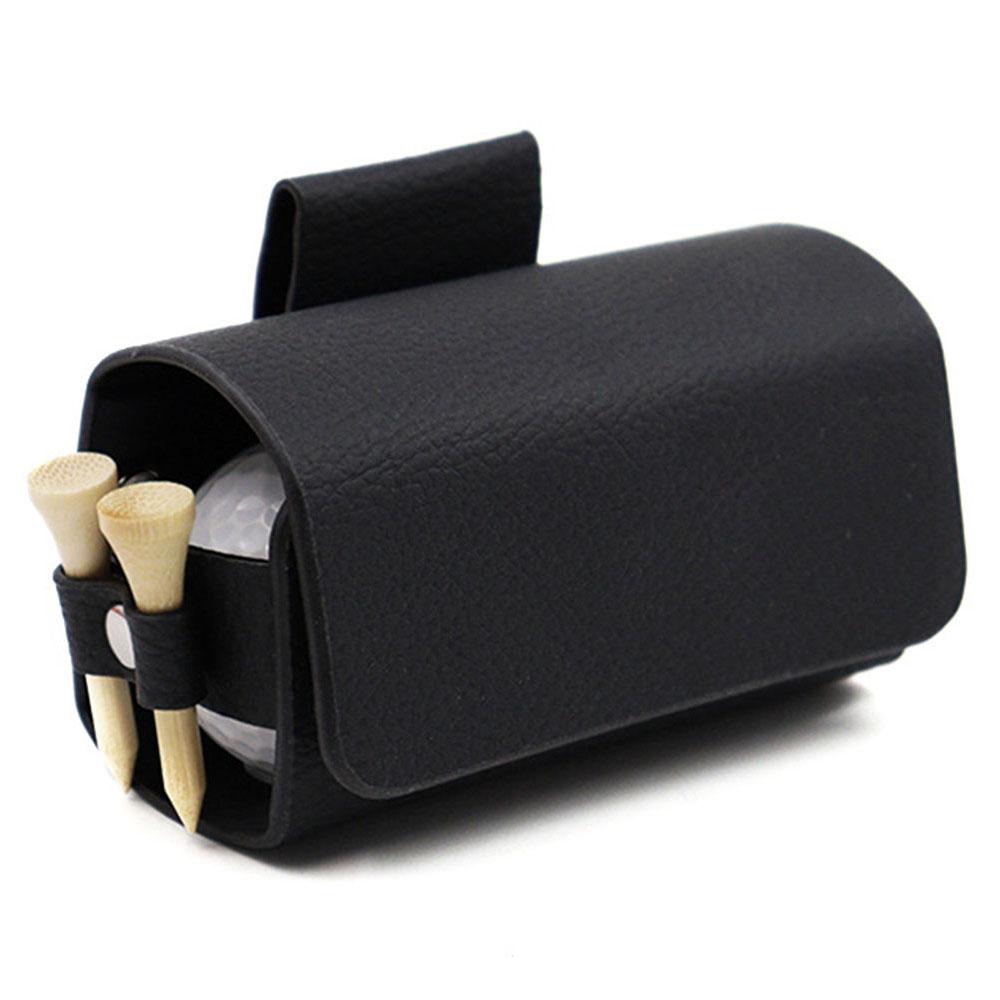 

JU328 Magnet Closure Outdoor Golf Mini Waist Pouch 2 Balls Holder Portable PU Leather Bag C