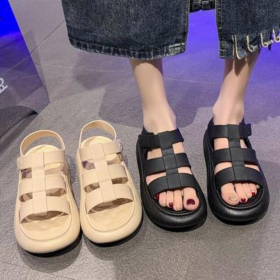 Seaside Women's Shoes Summer Soft-soled Beach Shoes Wear Versatile Thick-soled Heightening Roman Shoes Sandals 2025 Women's Summer