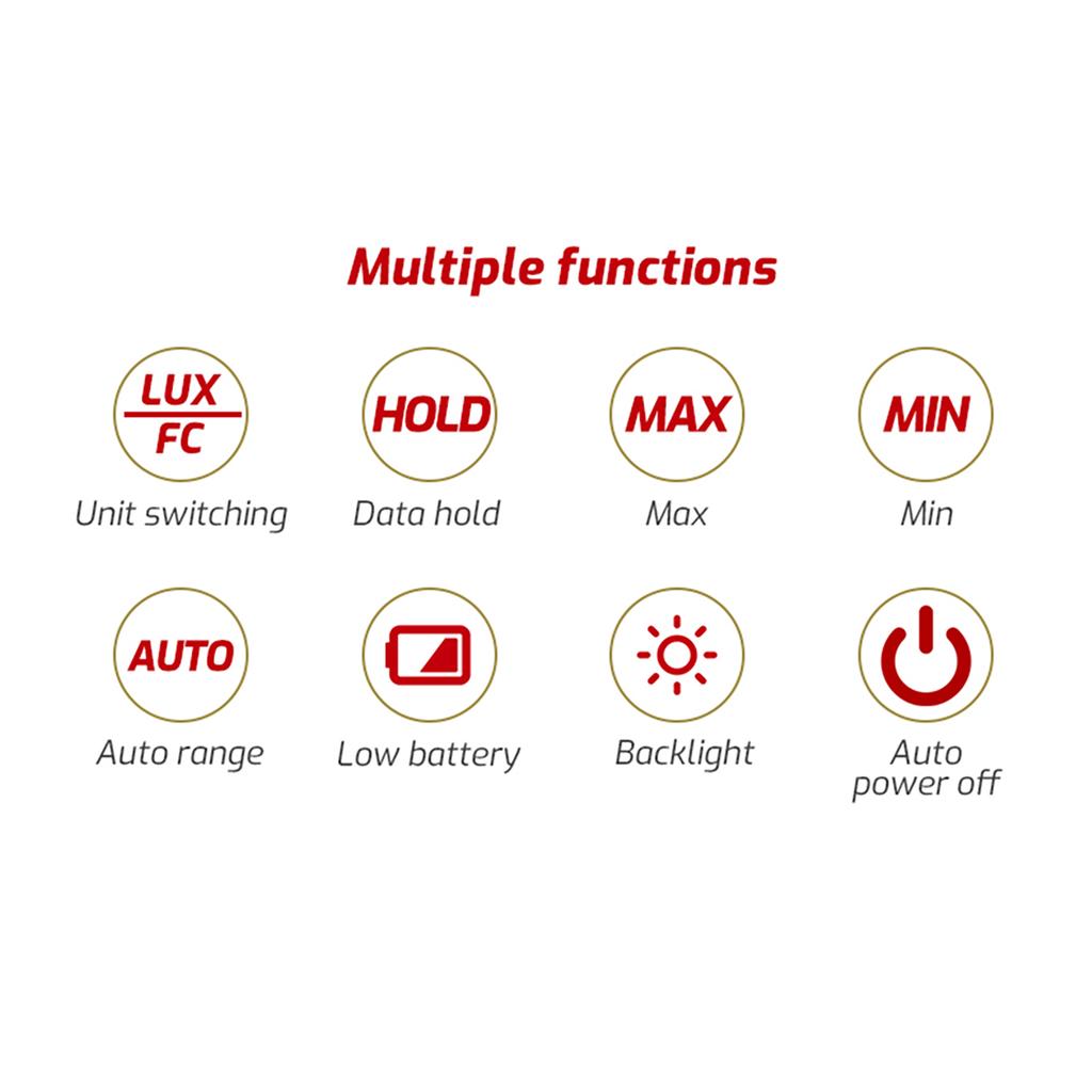 TASI Digital Light Meter Illuminance Lux Meter with Record Function LCD Display 0 200,000 Measurement Range Flexible