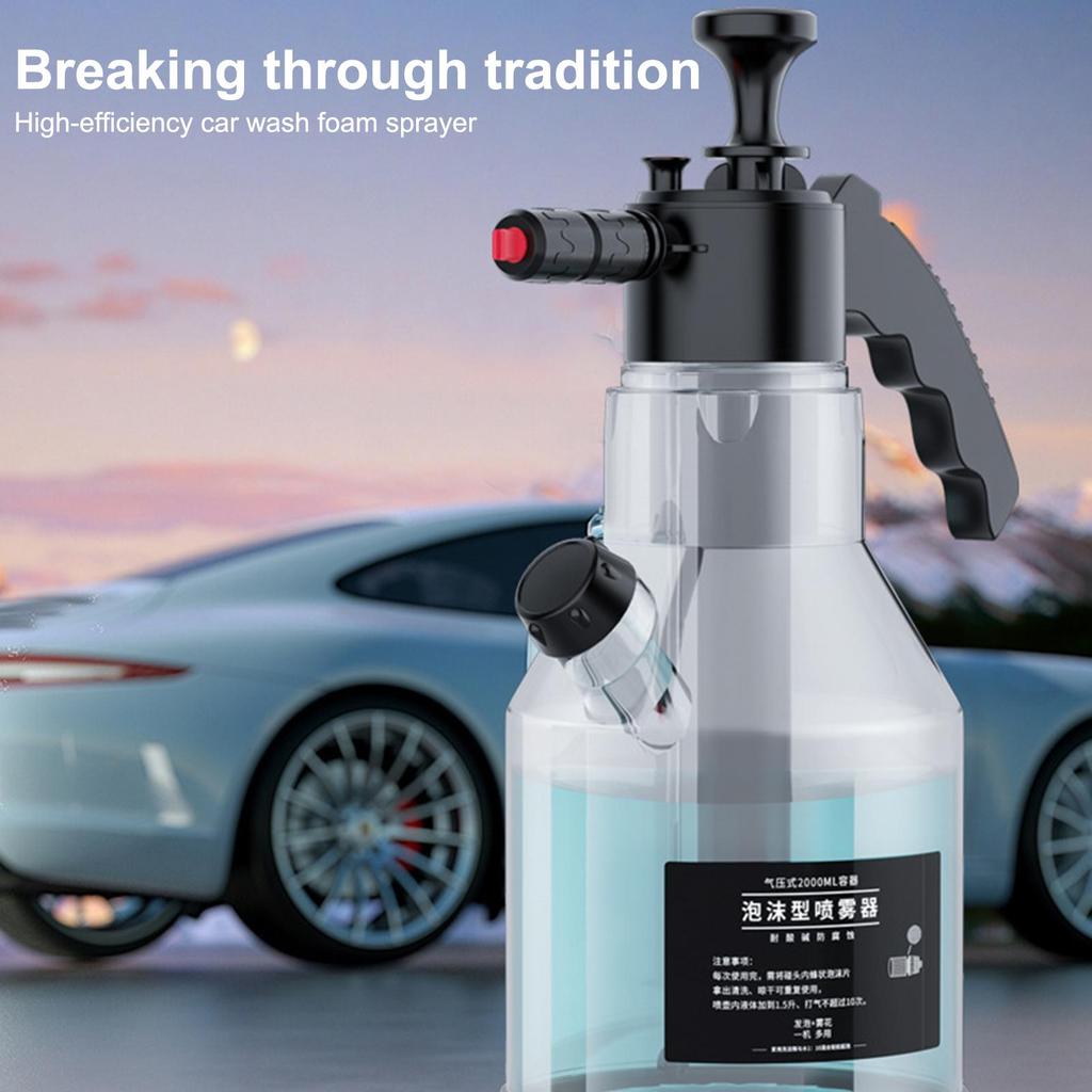 2L Handheld Car Wash Foam Sprayer Car Wash Cannon Garden Hose Compatible Car Detailing Cleaning Snow Foam With Side-Opening Lid