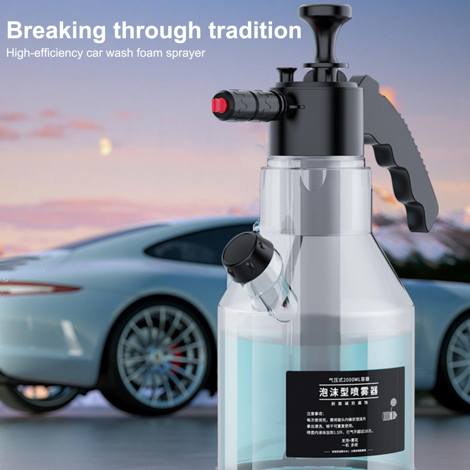 2L Handheld Car Wash Foam Sprayer Car Wash Cannon Garden Hose Compatible Car Detailing Cleaning Snow Foam With Side-Opening Lid nero