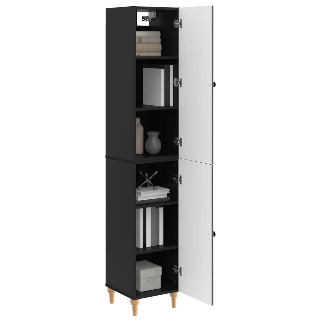 Cabinet Set 2 pcs Black Wood Material