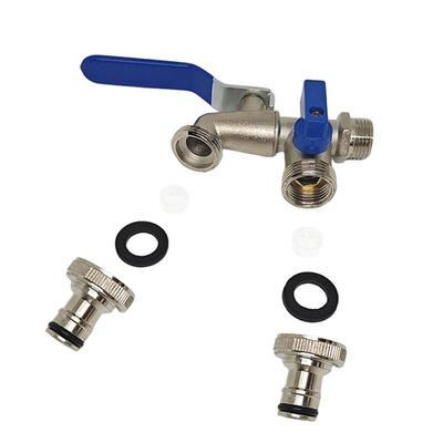 1Pcs Zinc Alloy Water Nozzle Horticultural Irrigation Dual Control Faucet One Inlet And Two Outlets Double Nipple Faucet