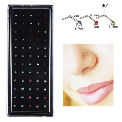 60 Stuks/Set Roestvrij Staal Cz L Vorm Neusring Body Piercing Stud