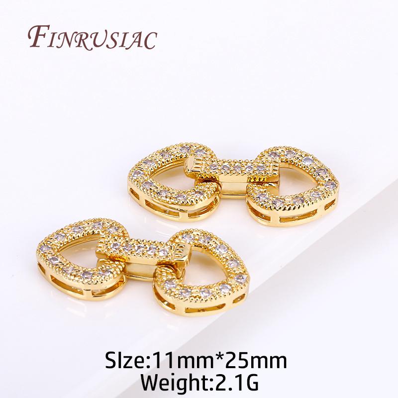 18K Gold Plated Inlaid Zircon Luxury Fastener Connector Clasps,End Beads Fastener Lock Accessories,DIY Jewellery Making Supplies