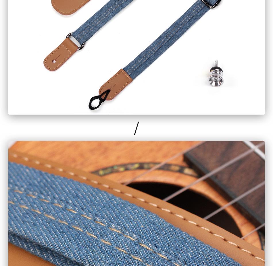 Customizable Wide Denim Ukulele Shoulder Strap for Pressure Relief