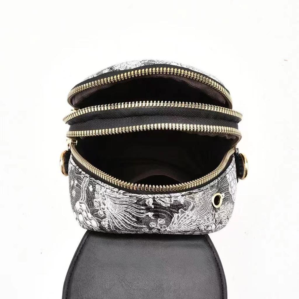 Women Vintage Crossbody Phone Bag Mobile Phone Bag PU Leather Multi-compartment Shoulder Bag Rivet Decoration Multi-functional Storage Wallet Handbag