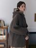 Fabricseoul Hood Zip-Up Handmade Half Coat_Brown Herringbone