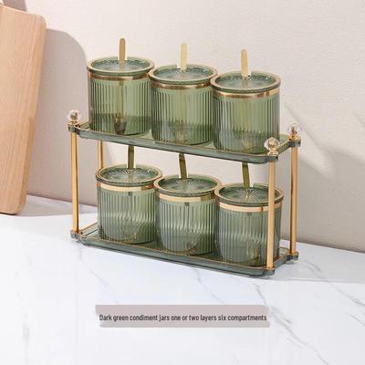 ZISIZ Seasoning Jar Set with Double-Layer Tray