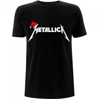 Metallica Unisex Adult Santa Hat Cotton Logo T-Shirt