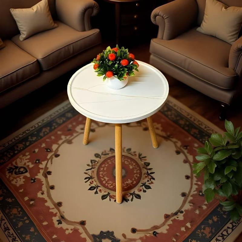 1PC Wooden Round Side Table - Multi-functional Tool Hanging Floor Storage Rack, Artistic Coffee Table