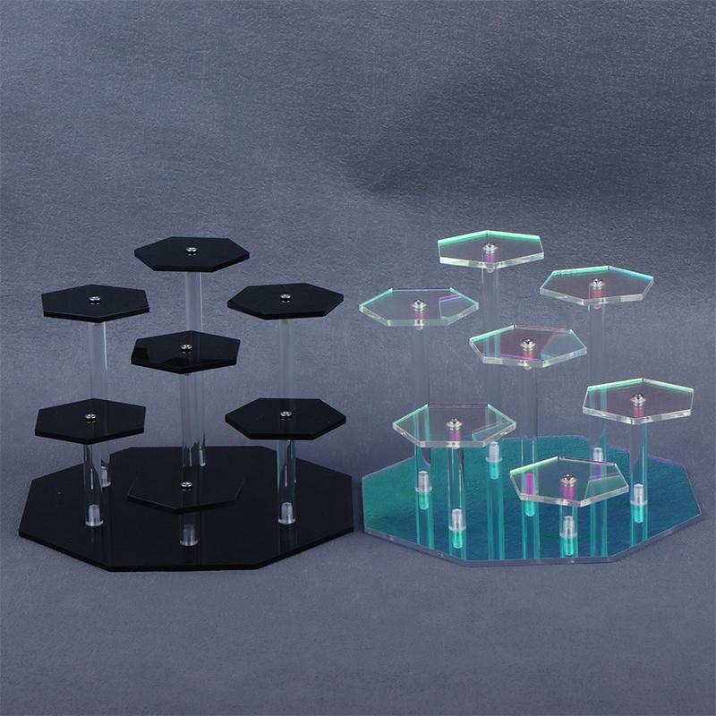 Hexagon Acrylic Display Stand 7 Layer Tiered Showcase Rack Detachable Transparent Holder For Figurine Jewelry Cosplay Collection