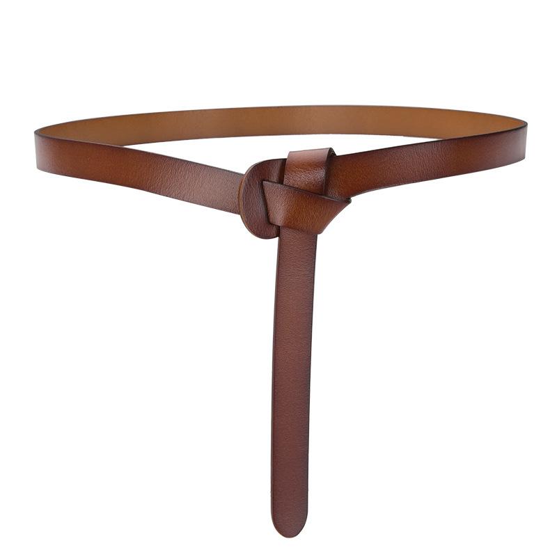 Cowhide Belt for Women Fashion Versatile Small Suit Decoration Windbreaker Sweater Knotted Women Genuine Leather Belt