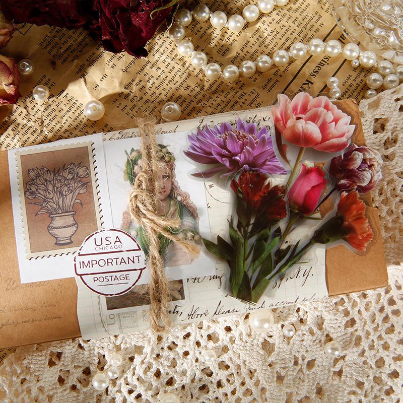 30Pcs Vintage Irregular Plant Floral Stickers DIY Craft Scrapbook Journal Diary Decor Supplies