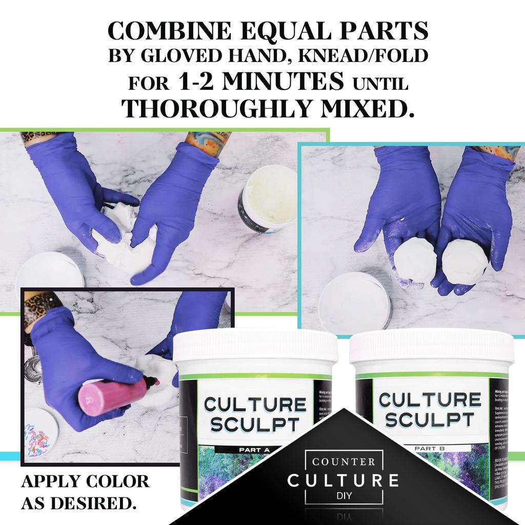 Counter Culture DIY Sculpting 2-Part Modeling Compound, 4 Oz Total, VOC-Free, for Artist Clay Crafts, No Baking Required