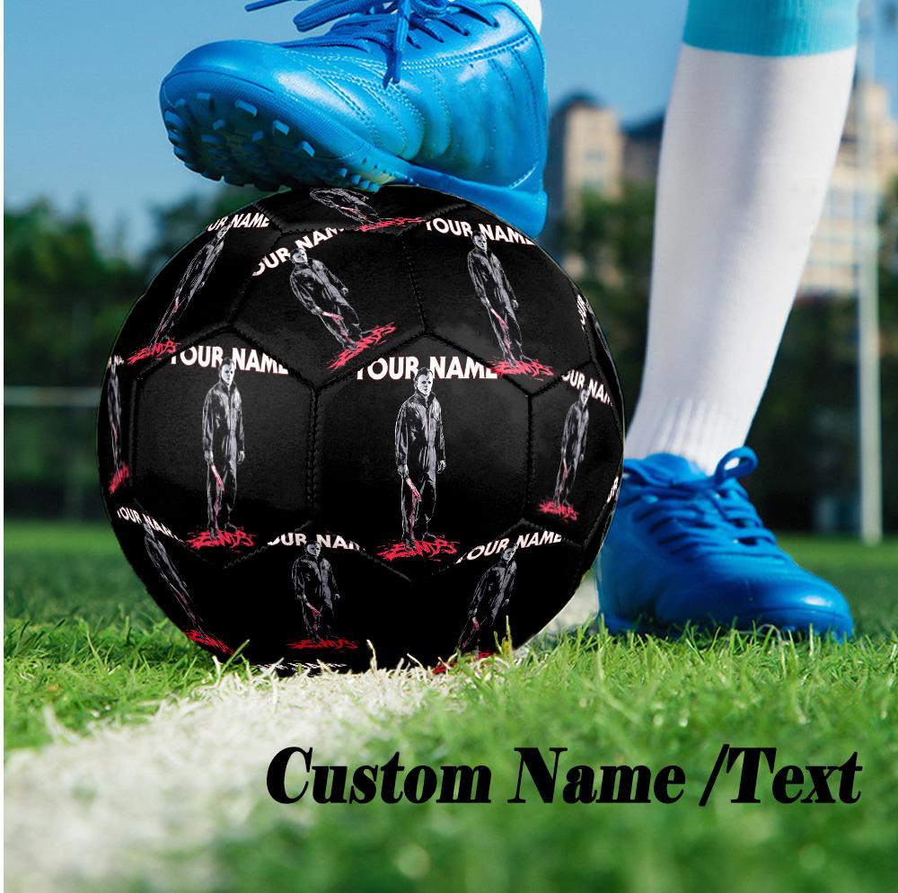 Custom Text Size 5 Soccer Ball, Standard Match Football For OutdoorHalloween Michael Myers