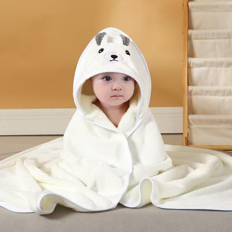 Newborn Bath Towel Coral Fleece Thickened,children's Hooded Bathrobe Hooded Home Clothes Baby Hug Blanket