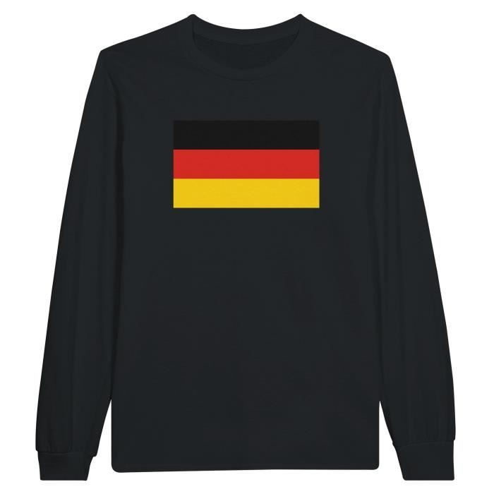 T-shirt à manches longues - PIXELFORMA - Drapeau de l'Allemagne - 100% coton - Manches longues - Coupe régulière