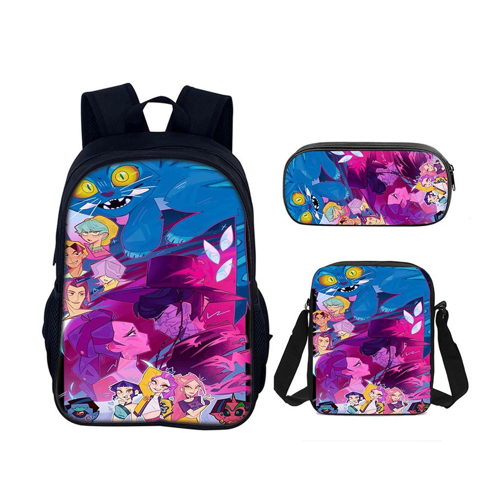 Ryggsekk Tegneserie Djevel Anime Lett Reise Fritidsryggsekk Laptopveske Skoleveske Tredelt Sett