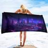Cyber Style City Night Scene Sand Towel Beach Blanket Sand Free Microfiber Quick Drying Swimming Pool Towels Camping Towels