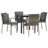 VidaXL Mobilier à dîner de jardin et coussins 5 pcs noir et gris 3185114