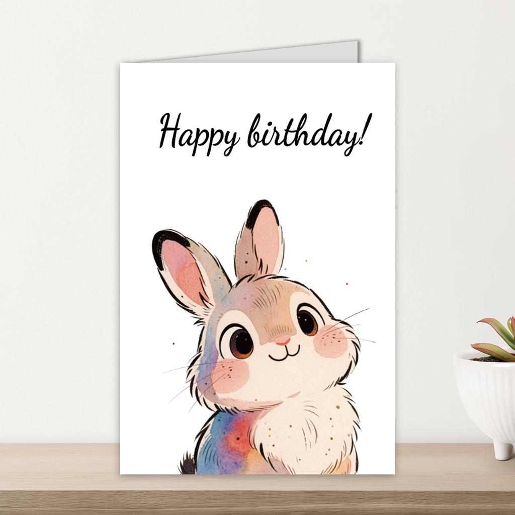 Birthday Card Envelope Set Super Cute Rabbit Happy Birthday Birthday Wish Surprise Card