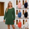 Women's Cross Neck Long Sleeve Sweatshirt Dress Casual Loose Fit Lounge Wear Hoodie Dress