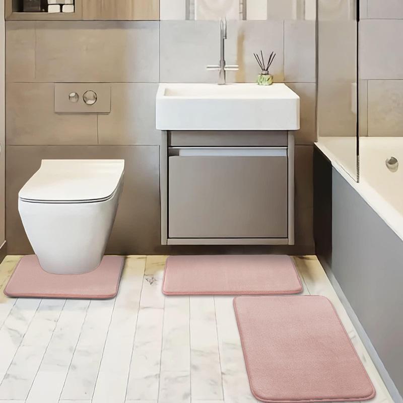 Non-Slip, Absorbent, Dirt-Resistant Bathroom Mats - Simple Style Flannel Floor Mats