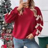 2026 Autumn/Winter Women's Solid Color Bow Long Sleeve Round Neck Hoodie for Christmas