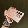 Matte for Magsafe Translucent Lanyard Case for Samsung Galaxy S26 S25 Ultra S24 FE S23 Plus A16 A36 A56 A17 Wrist Strap Cover