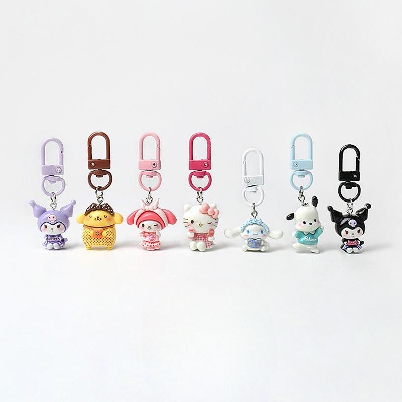Cute Sanrio Hello Kitty Melody Kuromi Cinnamoroll Pochacco Keychain Bag Pendant Cartoon Charms Backpack Decoration Gifts