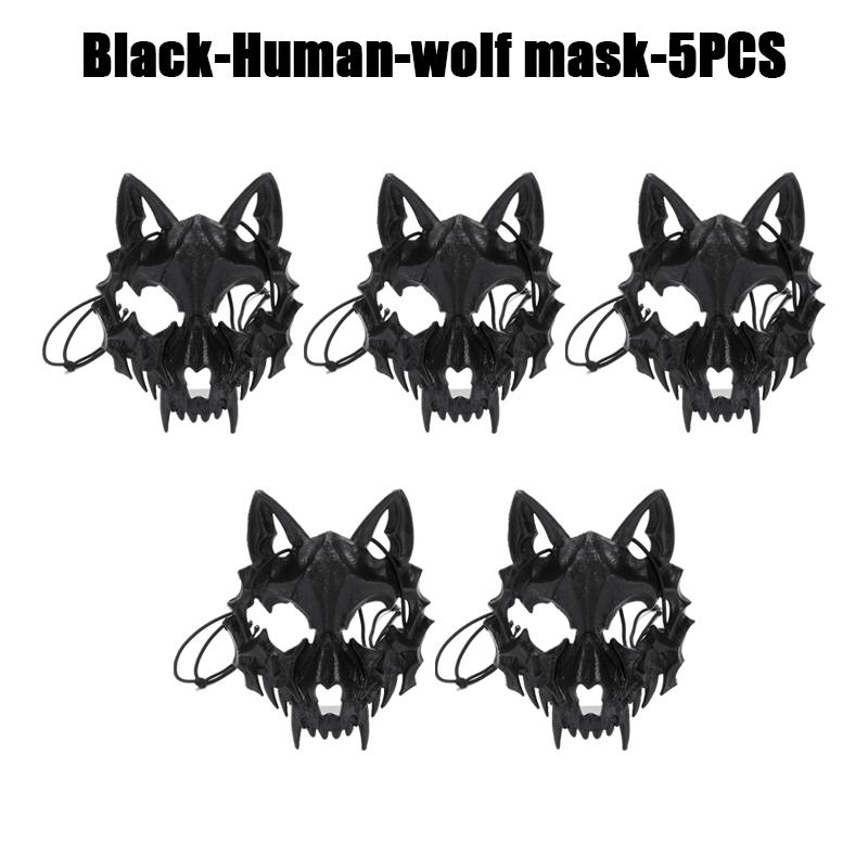 Halbgesichts Totenkopfmaske Dämon Skelett Wolf Drache Tiger Cosplay Halloween Party Requisite Lange Zähne Kopfbedeckung für Erwachsenen Rollenspiel