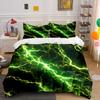3Pcs Lightning Thunder Pattern Bedding Set Soft Duvet Cover + 2 Pillowcases Modern Techno Style Bedroom Decor Gift for Family