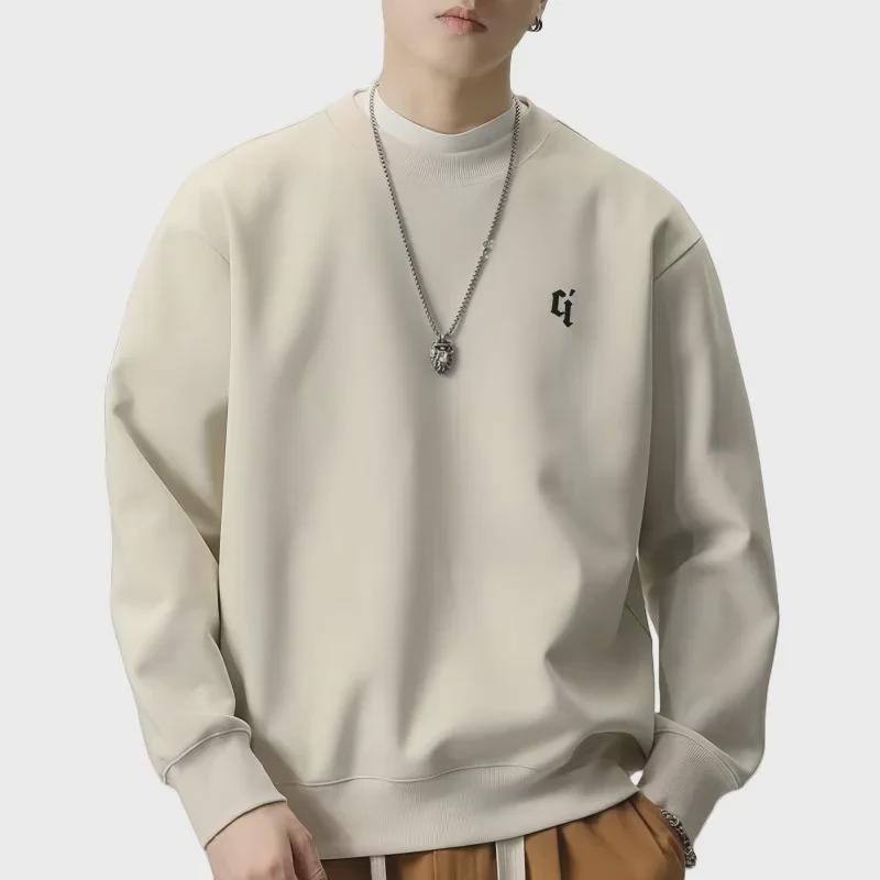 

Чоловічий важкий оксамитовий світшот в американському стилі – осінній круглий виріз, повсякденний вільний крій, модний топ з довгими рукавами з принтом M