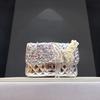 High-End Luxury Diamond Lattice Evening Clutch Bag for Women Handmade with 3D Butterfly Pearl Rhombus Design Shoulder Handbag