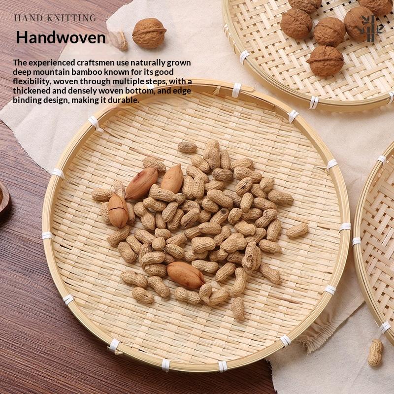 Hand-Woven Natural Bamboo Trays And Winnowing Baskets Are Suitable For Storing And Holding Food And For Home Decoration