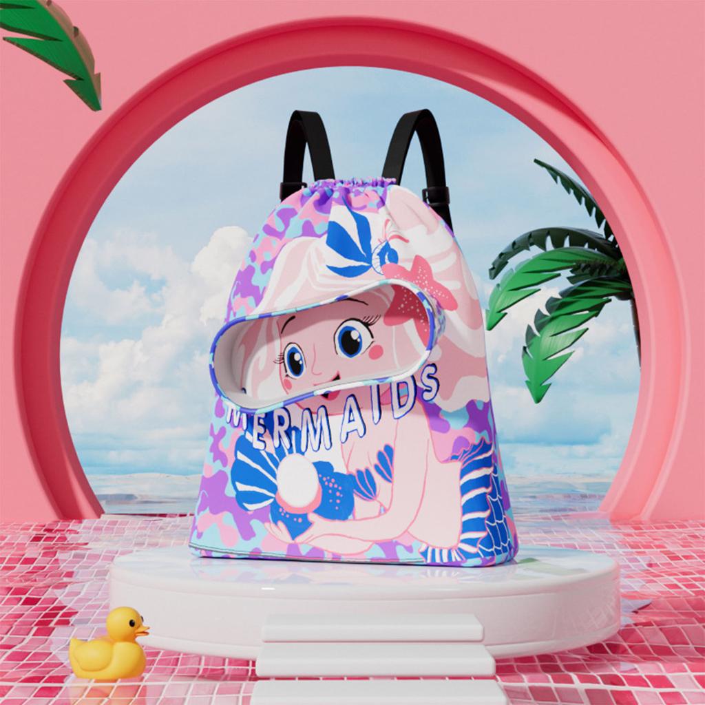 Kids Drawstring Swimming Bag Oxford Cloth Waterproof Dry Wet Separation Drawstring Bag for Boys Girls Small Purple
