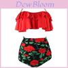 Set Bikini Floreale da Donna a Vita Alta Costumi da Bagno alla Moda Costume da Bagno Imbottito Taglie Forti