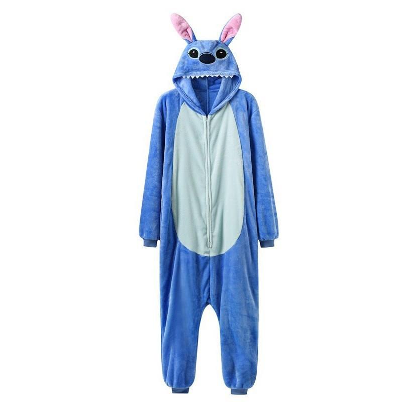 Cozy Cartoon Fleece Onesie Pajamas Couples Winter Home Sleepwear With Cow Nezha Capybara Disney Characters