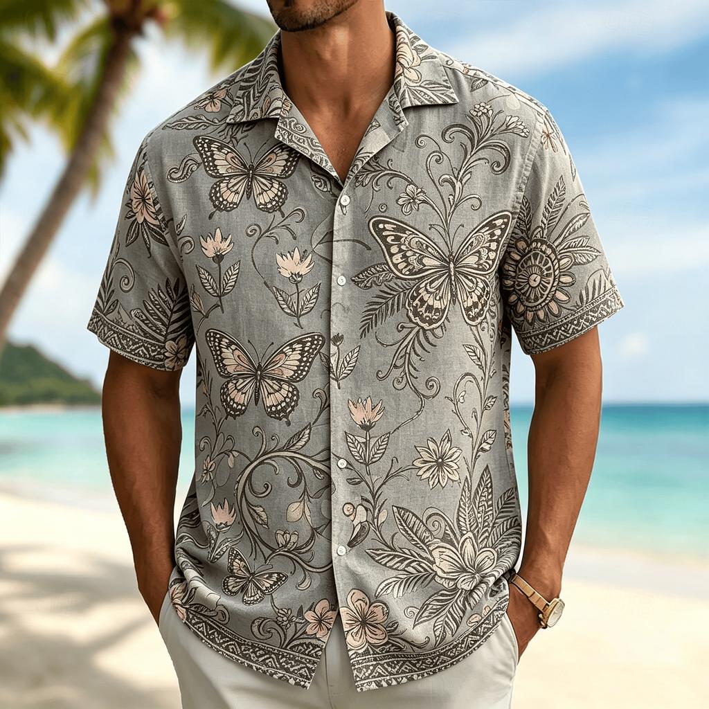 Unisex Vintage Tropical Parrot Floral Graphic Hawaiian Shirts Fashion 3D Printed Shirts Tops Summer Short Sleeves Men Women Blouse Shirt