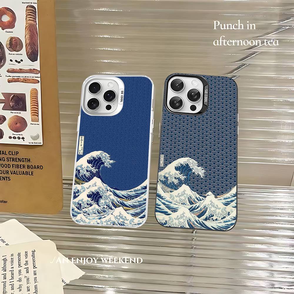 Japanese Waves Phone Case For IPhone 17 16 15 14 13 12 11 Pro Max Plus Pro Colorful Shell