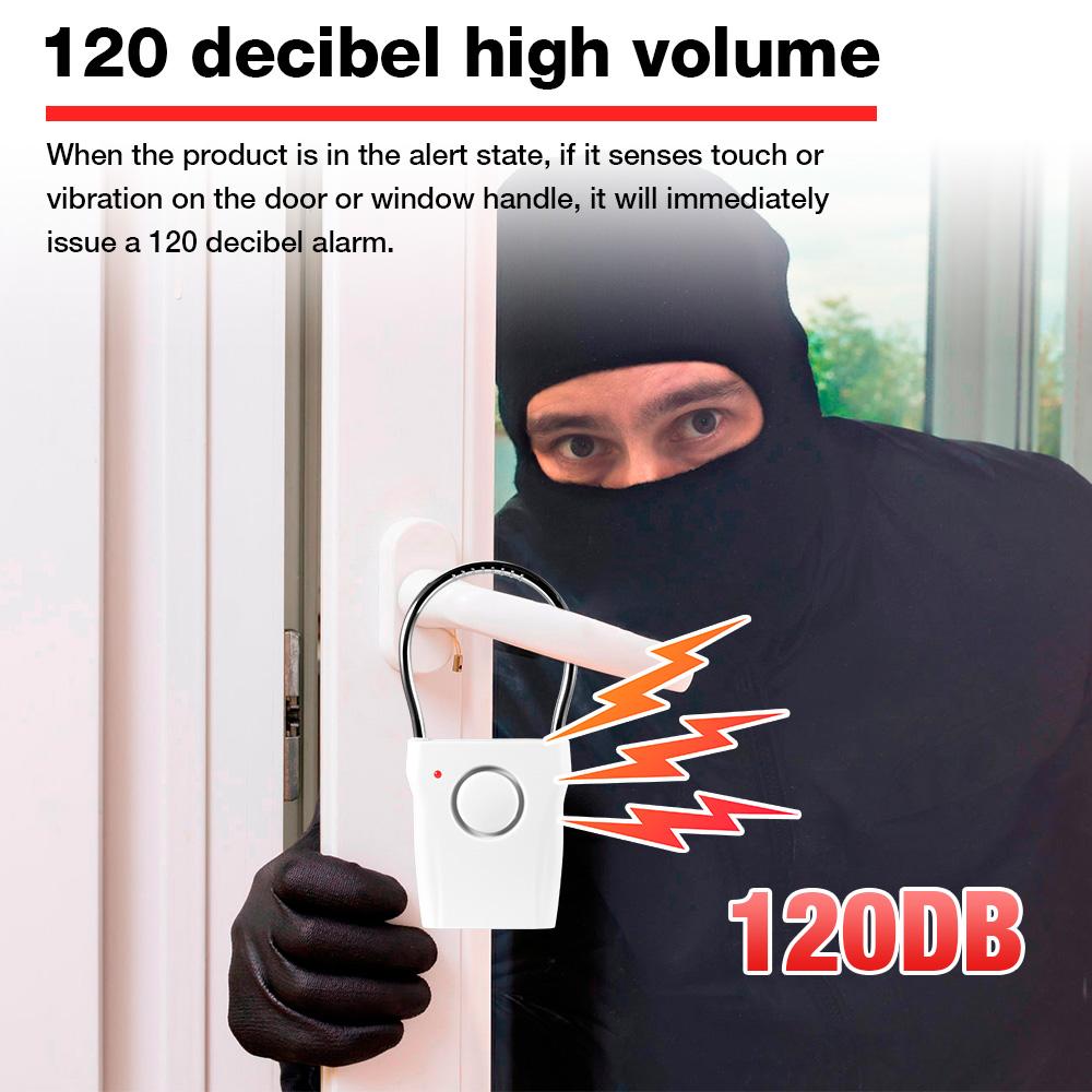 Door Handle Alarm, 120dB Door/Window Sensor Alarm System, Door Alarm Burglar Protection for Door Handle Vibration for Home Hotel