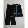 Women's Autumn Winter Knitted Denim Sweater & Wide Leg Pants Set