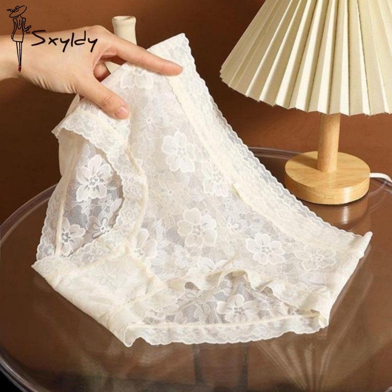 

Женские кружевные трусики с дышащим антибактериальным хлопковым промежностным швом, сексуальные трусики средней посадки с цветочным принтом для женщин L