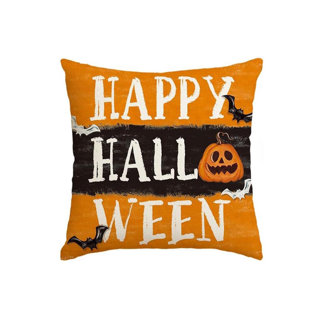Halloween Decorative Linen Throw Pillow Cover With Single Sided Print (Pillow Insert Not Included)