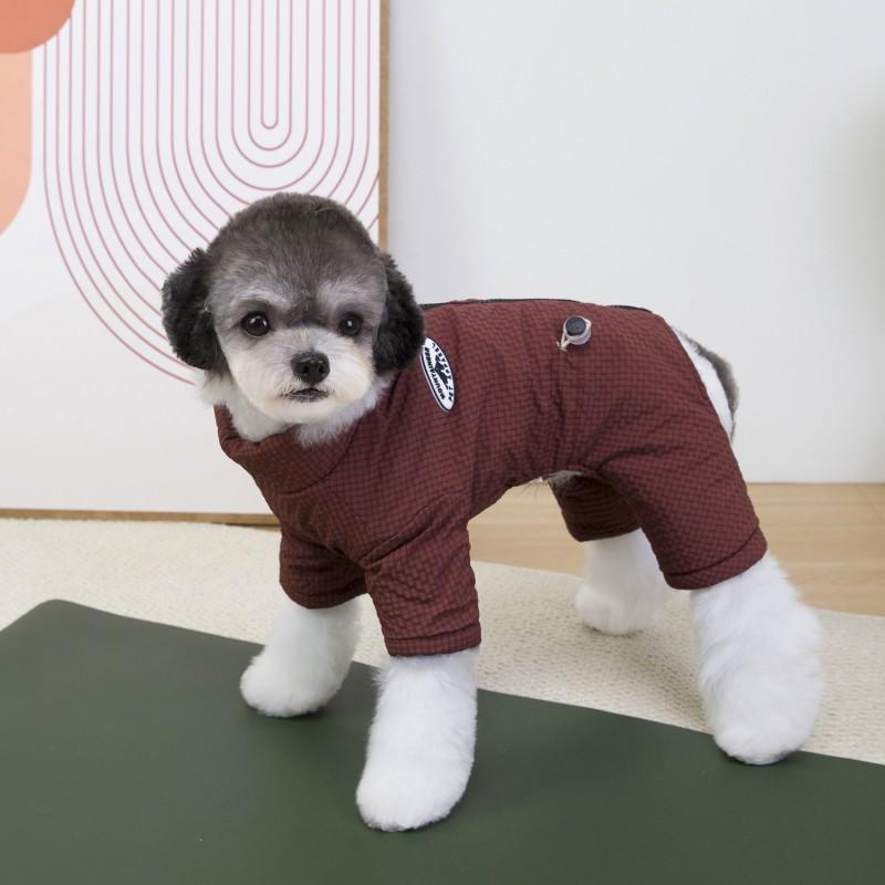 Thick Winter Dog Coat 4-Leg Cotton Pet Jacket Small To Large Breeds Warm Fleece Lined Bubble Grid Design