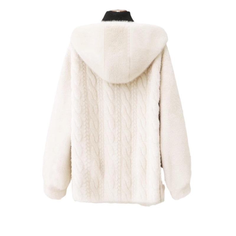 Fur jacket women's autumn and winter new imitation mink fur fur integrated hooded short top