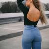 Aesthetic Y2k Fashion Streetwear Women's Jeans Ins High Waist Hip Lifting Skinny Trousers Peach Hip European and American Pants