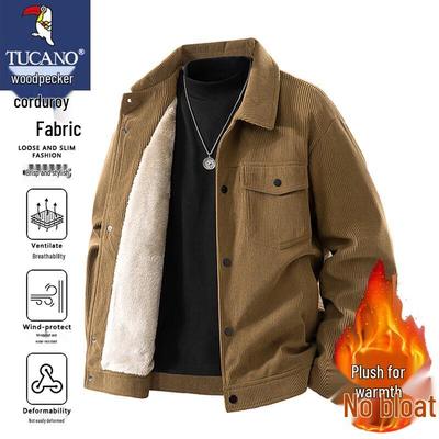 Men's Corduroy-Style Plush Lined Casual Jacket