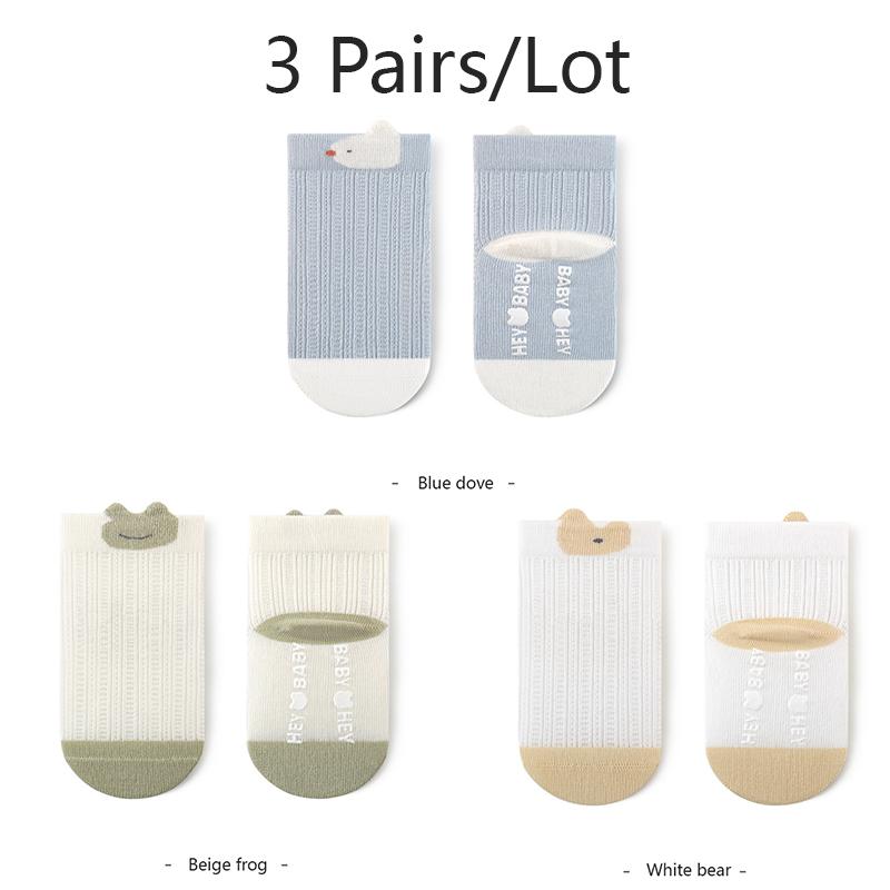 3/5 Pairs Baby Anti-Slip Socks Cartoon Newborn Socks Mesh Thin Children'S Socks Comfort Wear Non-Slip Baby Socks